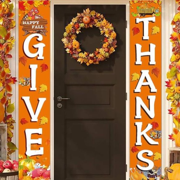Thanksgiving Signs Banners Fall Decor Front Door Decorations Outdoor Porch Set - Picture 3 of 6